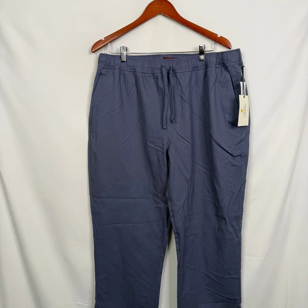 Alesbury Mens Herringbone‎ E-Waist Pull On Pants Blue XXL-34 Straight Leg NWT
